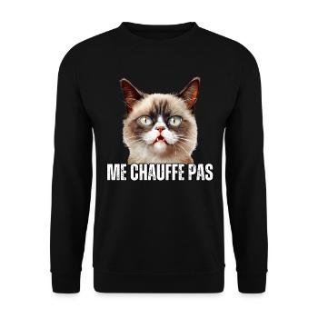Cadeau Humour propriétaire chat me chauffe pas - Sweat-shirt Unisexe - noir - Devant - Alina (178cm) & Michal (187cm)
