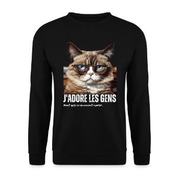 Cadeau Humour propriétaire chat memes sarcasme - Sweat-shirt Unisexe - noir - Devant - Alina (178cm) & Michal (187cm)