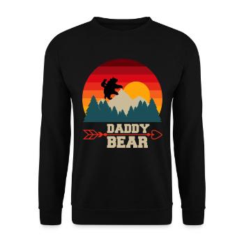 Daddy Bear climb the Mountain in Forest der Bär - Unisex Pullover - Schwarz - Vorne - Alina (178cm) & Michal (187cm)
