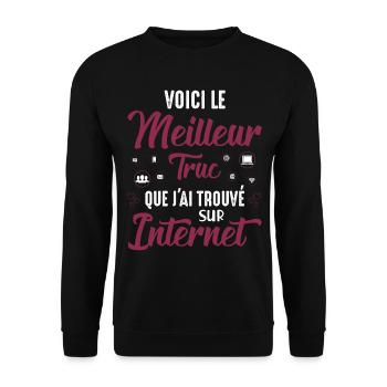 Cadeau Saint Valentin Homme Femme Humoristique - Sweat-shirt Unisexe - noir - Devant - Alina (178cm) & Michal (187cm)