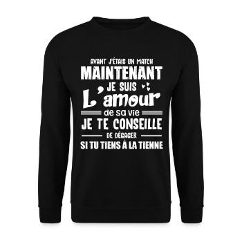Cadeau Saint Valentin Homme Femme Humoristique - Sweat-shirt Unisexe - noir - Devant - Alina (178cm) & Michal (187cm)