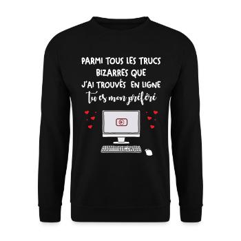 Cadeau Saint Valentin Homme Femme Humoristique - Sweat-shirt Unisexe - noir - Devant - Alina (178cm) & Michal (187cm)