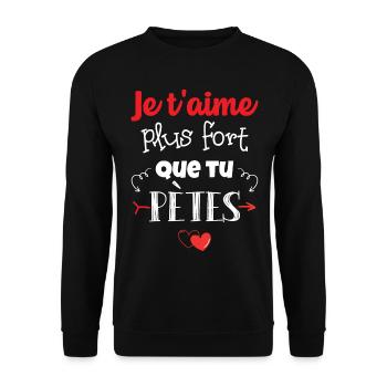 Cadeau Saint Valentin Homme Femme Humoristique - Sweat-shirt Unisexe - noir - Devant - Alina (178cm) & Michal (187cm)