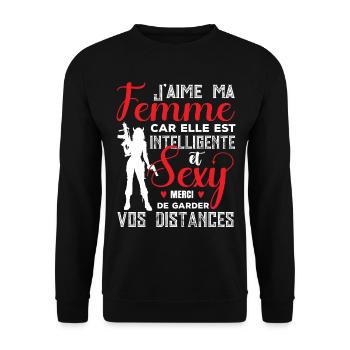 Cadeau Saint Valentin Homme Femme Humoristique - Sweat-shirt Unisexe - noir - Devant - Alina (178cm) & Michal (187cm)