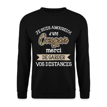 Cadeau Saint Valentin Homme Femme Humoristique - Sweat-shirt Unisexe - noir - Devant - Alina (178cm) & Michal (187cm)