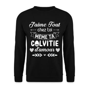 Cadeau Saint Valentin Homme Femme Humoristique - Sweat-shirt Unisexe - noir - Devant - Alina (178cm) & Michal (187cm)