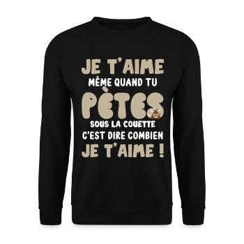 Cadeau Saint Valentin Homme Femme Humoristique - Sweat-shirt Unisexe - noir - Devant - Alina (178cm) & Michal (187cm)