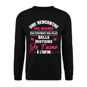 Cadeau St Valentin Femme Copine je t'aime - Sweat-shirt Unisexe - noir - Devant - Alina (178cm) & Michal (187cm)