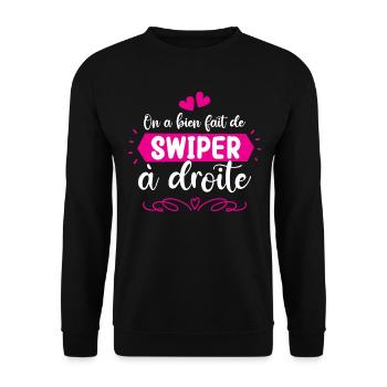 Cadeau St Valentin Femme Copine Appli - Sweat-shirt Unisexe - noir - Devant - Alina (178cm) & Michal (187cm)