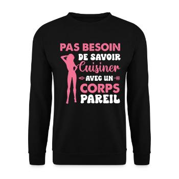 Cadeau St Valentin Femme Copine Sexy - Sweat-shirt Unisexe - noir - Devant - Alina (178cm) & Michal (187cm)
