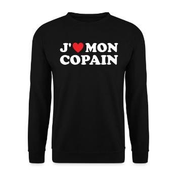 Cadeau St Valentin Femme Copine Humoristique - Sweat-shirt Unisexe - noir - Devant - Alina (178cm) & Michal (187cm)