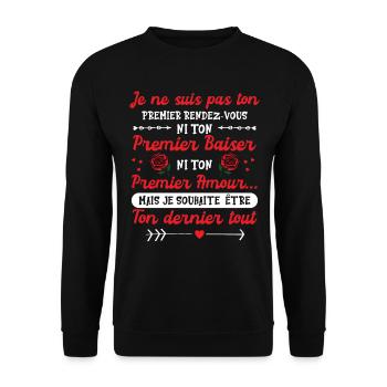 Cadeau Saint Valentin Homme Femme humour roses - Sweat-shirt Unisexe - noir - Devant - Alina (178cm) & Michal (187cm)