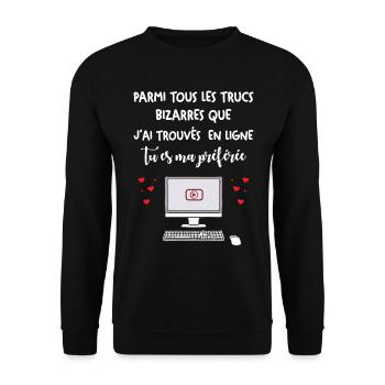 Cadeau Saint Valentin Homme Femme Humour Internet - Sweat-shirt Unisexe - noir - Devant - Alina (178cm) & Michal (187cm)