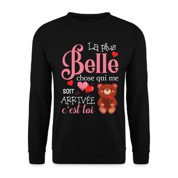 Cadeau St Valentin Femme Copine Ourson Je t'aime - Sweat-shirt Unisexe - noir - Devant - Alina (178cm) & Michal (187cm)