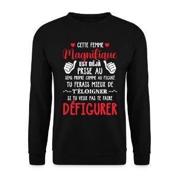 Cadeau Saint Valentin Femme Magnifique Couple - Sweat-shirt Unisexe - noir - Devant - Alina (178cm) & Michal (187cm)