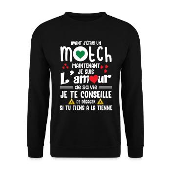 Cadeau Saint Valentin Homme Femme Amour Internet - Sweat-shirt Unisexe - noir - Devant - Alina (178cm) & Michal (187cm)
