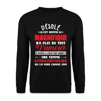 Cadeau Saint Valentin Homme Magnifique Amoureux - Sweat-shirt Unisexe - noir - Devant - Alina (178cm) & Michal (187cm)