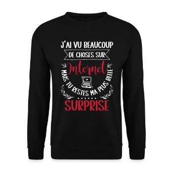Cadeau Saint Valentin Homme Femme Geek Jeux Video - Sweat-shirt Unisexe - noir - Devant - Alina (178cm) & Michal (187cm)