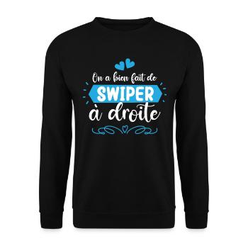 Cadeau Saint Valentin Homme Humoristique Geek - Sweat-shirt Unisexe - noir - Devant - Alina (178cm) & Michal (187cm)