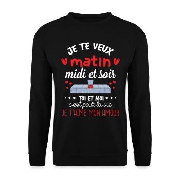 Cadeau St Valentin Femme Homme Je t aime - Sweat-shirt Unisexe - noir - Devant - Alina (178cm) & Michal (187cm)