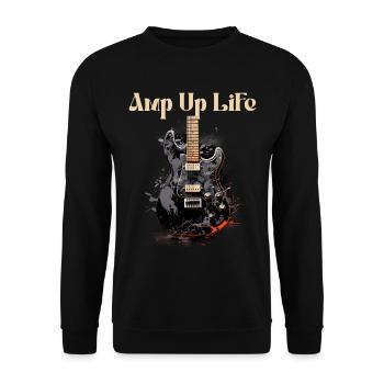 Amp Up Life Funny Guitar Teacher Zitat - Unisex Pullover - Schwarz - Vorne - Alina (178cm) & Michal (187cm)