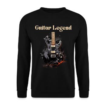 Gitarrenlegende Lustiges Zitat Gitarrenlehrer - Unisex Pullover - Schwarz - Vorne - Alina (178cm) & Michal (187cm)