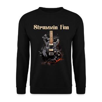 Strummin' Fun Gitarrenlehrer Lustiges Zitat - Unisex Pullover - Schwarz - Vorne - Alina (178cm) & Michal (187cm)