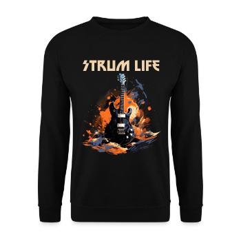 Strum Life Lustiges Zitat Gitarrenlehrer - Unisex Pullover - Schwarz - Vorne - Alina (178cm) & Michal (187cm)
