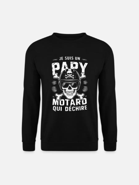 Cadeau Papy motard qui déchire tête de mort moto - Sweat-shirt Unisexe - noir