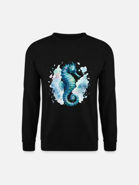 Seepferdchen Meer Meeresbewohner Urlaub Strand Fun - Unisex Pullover - Schwarz