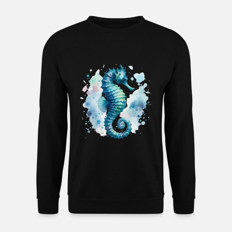 Seepferdchen Meer Meeresbewohner Urlaub Strand Fun - Unisex Pullover - Schwarz