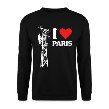I Love Paris Lustige Elektriker Strommast Strom - Unisex Pullover - Schwarz - Vorne - Alina (178cm) & Michal (187cm)