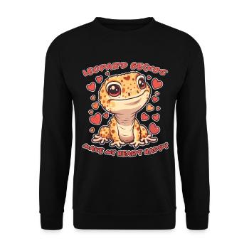 Leopardgecko Spruch Lustiges Leopardgecko Geschenk - Unisex Pullover - Schwarz - Vorne - Alina (178cm) & Michal (187cm)