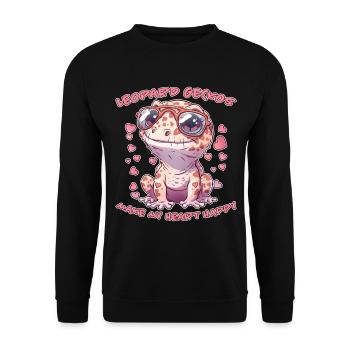 Leopardgecko Spruch Lustiges Leopardgecko Geschenk - Unisex Pullover - Schwarz - Vorne - Alina (178cm) & Michal (187cm)