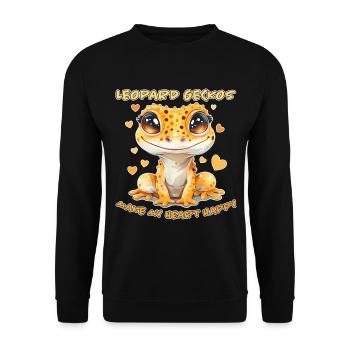 Leopardgecko Spruch Lustiges Leopardgecko Geschenk - Unisex Pullover - Schwarz - Vorne - Alina (178cm) & Michal (187cm)