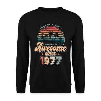 Birthday 1977 Palm Trees - Unisex Sweatshirt - black - Front - Alina (178cm) & Michal (187cm)