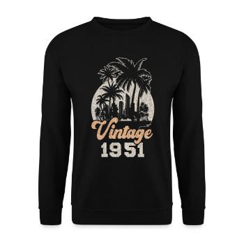 Vintage 1951 Birthday Palm Trees - Unisex Sweatshirt - black - Front - Alina (178cm) & Michal (187cm)