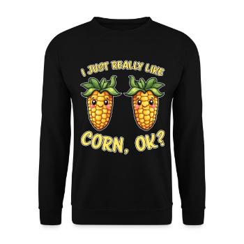 Corn on the cob saying corn funny corn on the cob gift - Unisex Sweatshirt - black - Front - Alina (178cm) & Michal (187cm)