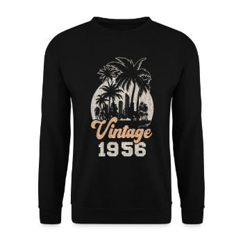 Millésime 1956 Anniversaire Palmiers - Sweat-shirt Unisexe - noir - Devant - Alina (178cm) & Michal (187cm)