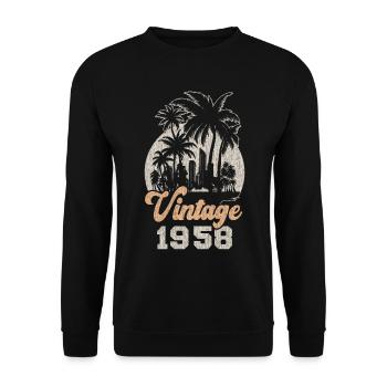 Vintage 1958 Birthday Palm Trees - Unisex Sweatshirt - black - Front - Alina (178cm) & Michal (187cm)