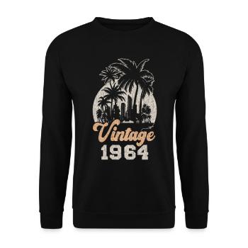 Vintage 1964 Birthday Palm Trees - Unisex Sweatshirt - black - Front - Alina (178cm) & Michal (187cm)