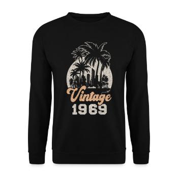 Vintage 1969 Birthday Palm Trees - Unisex Sweatshirt - black - Front - Alina (178cm) & Michal (187cm)