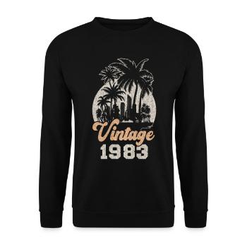 Millésime 1983 Anniversaire Palmiers - Sweat-shirt Unisexe - noir - Devant - Alina (178cm) & Michal (187cm)