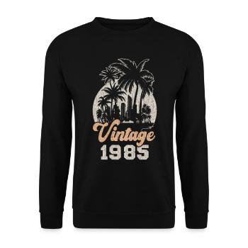 Millésime 1985 Anniversaire Palmiers - Sweat-shirt Unisexe - noir - Devant - Alina (178cm) & Michal (187cm)