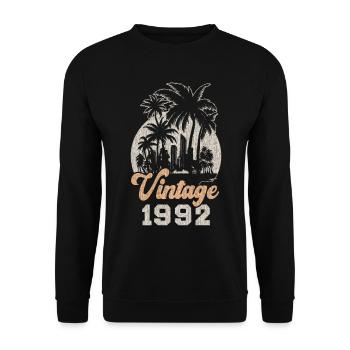Millésime 1992 Anniversaire Palmiers - Sweat-shirt Unisexe - noir - Devant - Alina (178cm) & Michal (187cm)