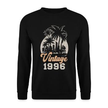 Vintage 1996 Birthday Palm Trees - Unisex Sweatshirt - black - Front - Alina (178cm) & Michal (187cm)