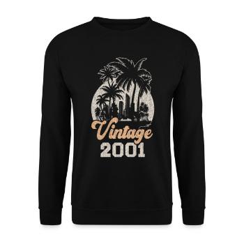 Vintage 2001 Birthday Palm Trees - Unisex Sweatshirt - black - Front - Alina (178cm) & Michal (187cm)