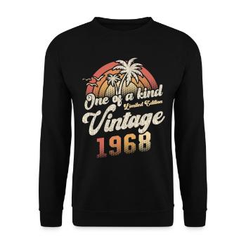 Vintage 1968 Geburtstag Palmen - Unisex Pullover - Schwarz - Vorne - Alina (178cm) & Michal (187cm)