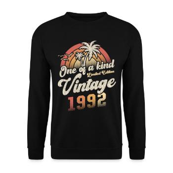 Millésime 1992 Anniversaire Palmiers - Sweat-shirt Unisexe - noir - Devant - Alina (178cm) & Michal (187cm)