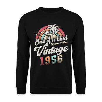 Millésime 1956 Anniversaire Palmiers - Sweat-shirt Unisexe - noir - Devant - Alina (178cm) & Michal (187cm)